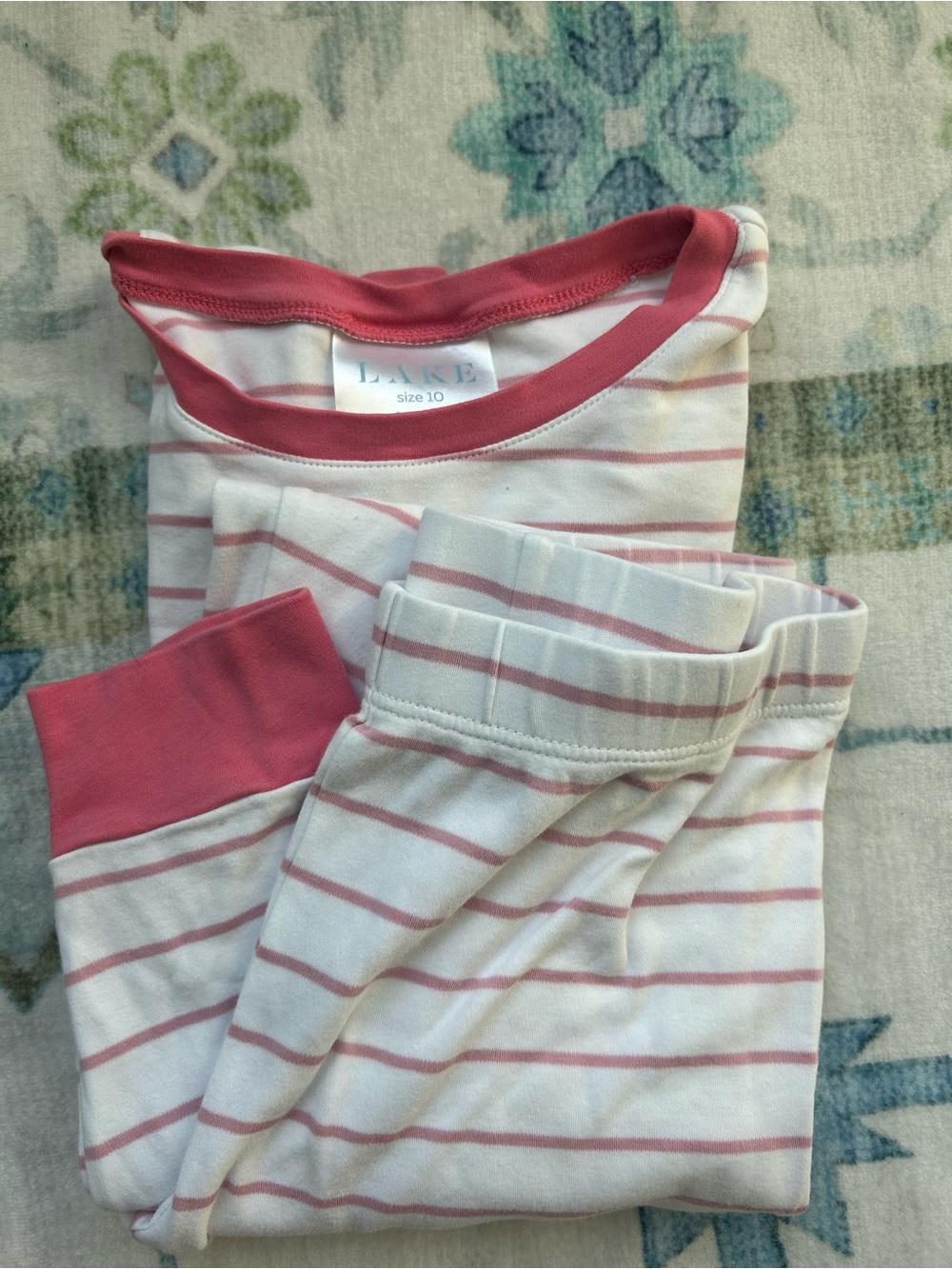 LAKE Girl’s Pink Stripe Kids Pajama Set Pima Cotton